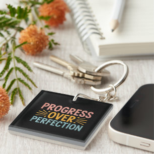 Teacher Progress Over Perfection Back to School Key Ring