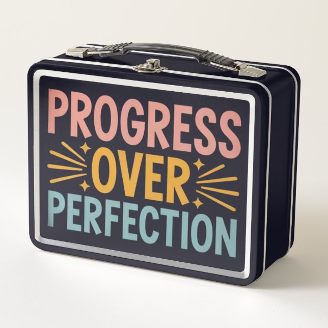 Teacher Progress Over Perfection Back to School  Metal Lunch Box (Front)