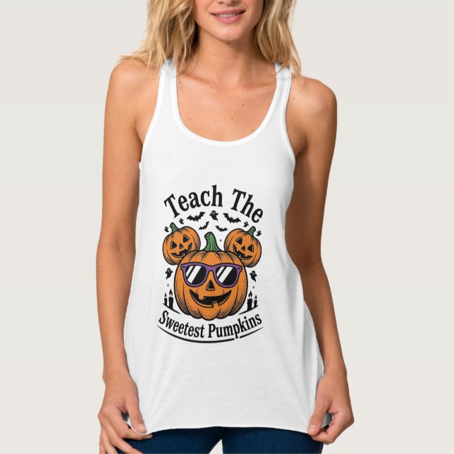 Teacher Pumpkin Shirt Cute Halloween Class Design_ (Front)