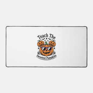Teacher Pumpkin Shirt Cute Halloween Class Design_ Desk Mat