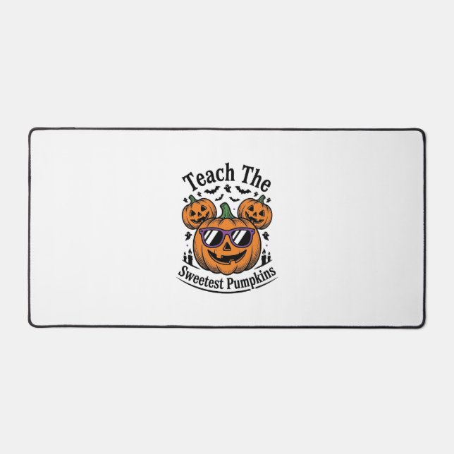 Teacher Pumpkin Shirt Cute Halloween Class Design_ Desk Mat (Front)