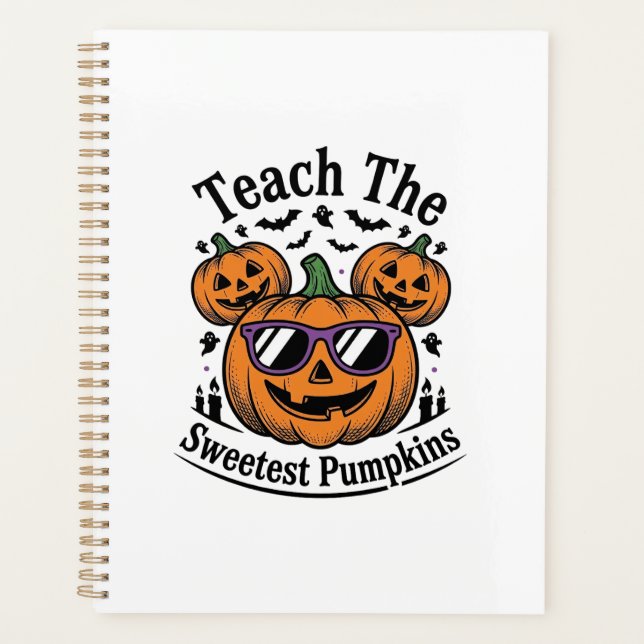 Teacher Pumpkin Shirt Cute Halloween Class Design_ Planner (Front)