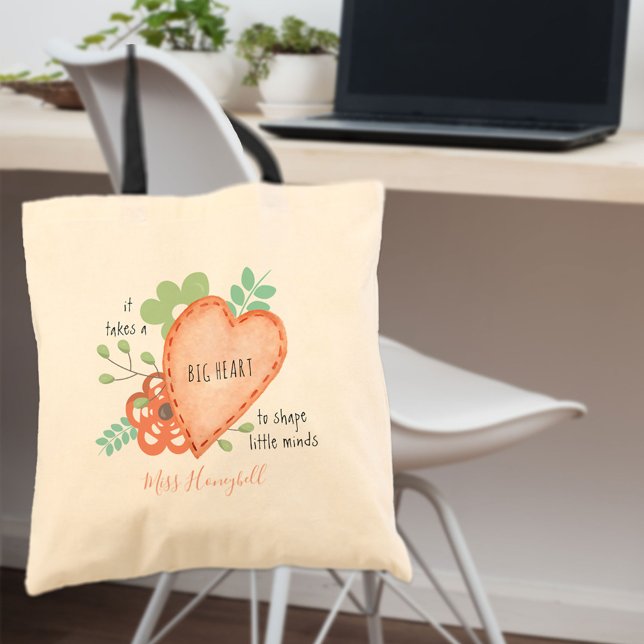 Teacher Quote Country Doodle Big Heart Tote Bag (Creator Uploaded)