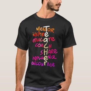 Teacher Quote Mentor Inspire educate coach share i T-Shirt