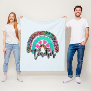 Teacher Rainbow – Colourful Leopard Print Fleece Blanket
