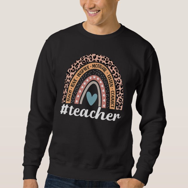 Teacher Rainbow Leopard Education Classroom Sweatshirt (Front)