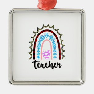 Teacher Rainbow Metal Tree Decoration