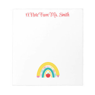 Teacher Rainbow Notepad with Apple Accent