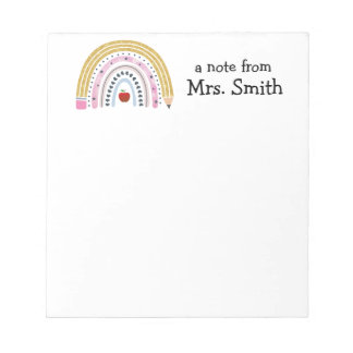 Teacher Rainbow Pencil "A Note From" Notepad