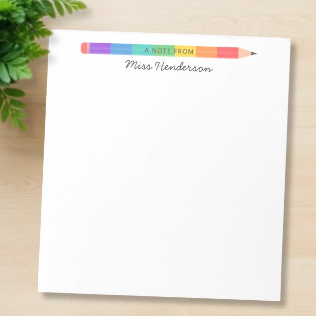 Teacher Rainbow Pencil Personalised  Notepad (Creator Uploaded)