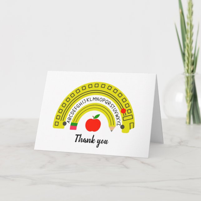 Teacher Rainbow School Bus Driver Appreciation Thank You Card (Front)