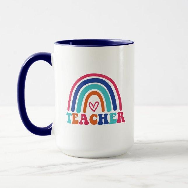 Teacher Rainbow Wordart Mug (Left)