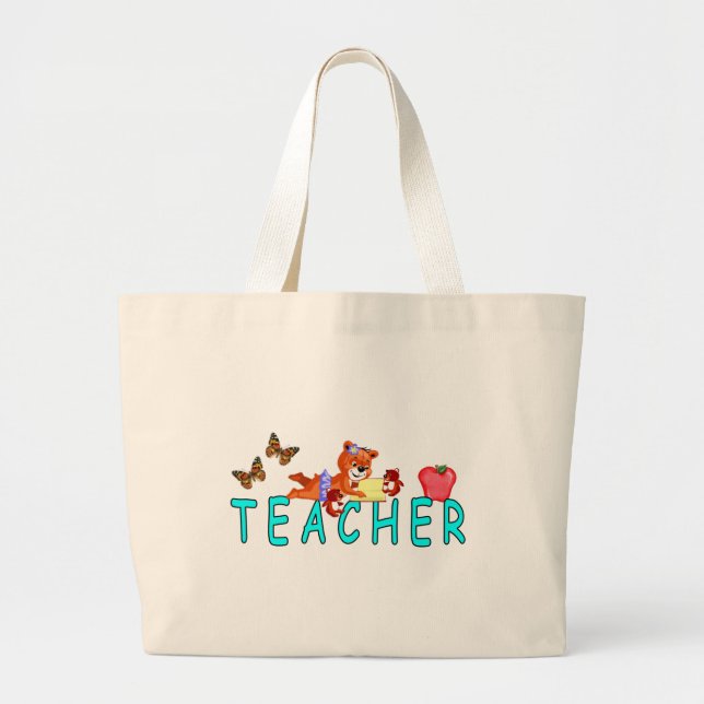 Teacher Reading Large Tote Bag (Front)