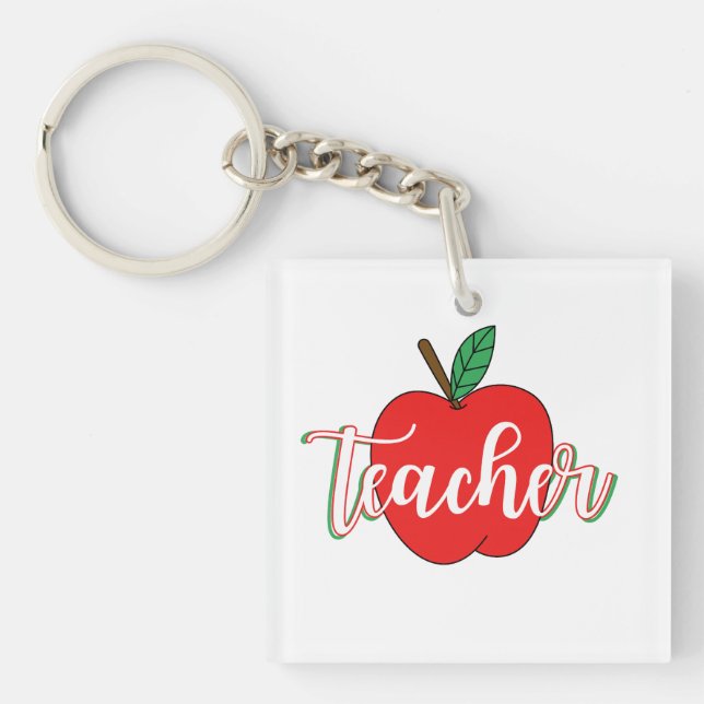 Teacher red Apple - awesome gift for teachers Key Ring (Front)