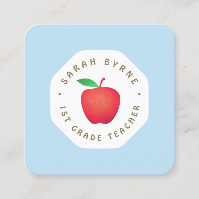 Teacher Red Apple Business Card (Front)