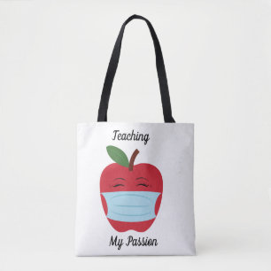 Teacher Red Apple Tote, Shoulder Tote Bag
