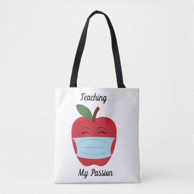 Teacher Red Apple Tote, Shoulder Tote Bag (Front)