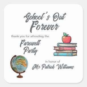 Teacher Retirement Colourful Nostalgic Classic   Square Sticker