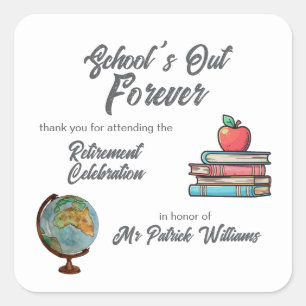 Teacher Retirement Colourful Nostalgic Classic   Square Sticker