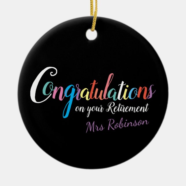 Teacher retirement congratulations ceramic tree decoration (Front)