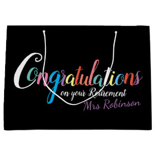 Teacher retirement congratulations large gift bag