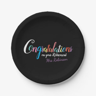 Teacher retirement congratulations paper plate