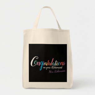 Teacher retirement congratulations tote bag