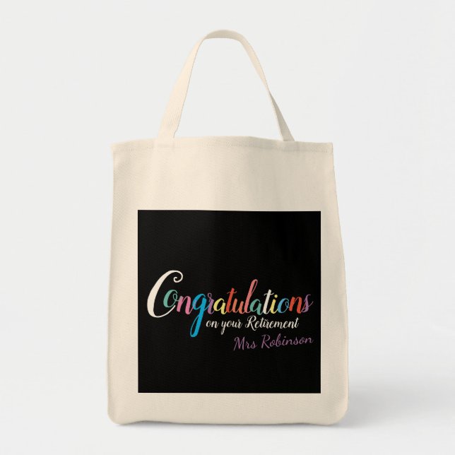 Teacher retirement congratulations tote bag (Front)