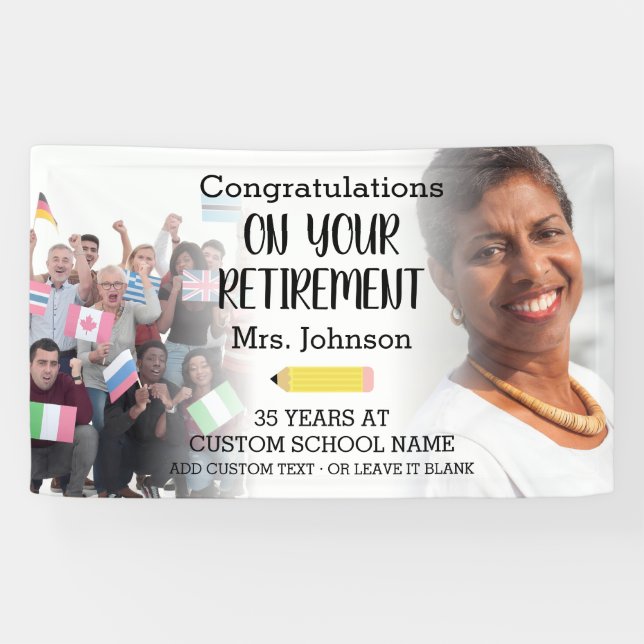 Teacher Retirement Custom 2 Photo Banner (Horizontal)