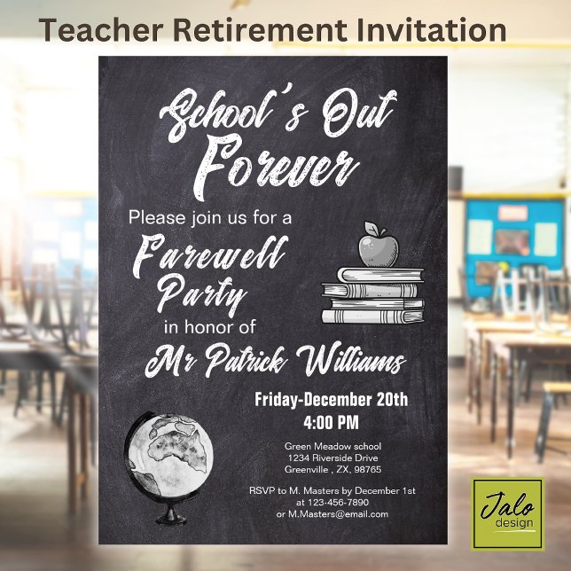 Teacher Retirement Farewell Blackboard Nostalgic  Invitation (Creator Uploaded)