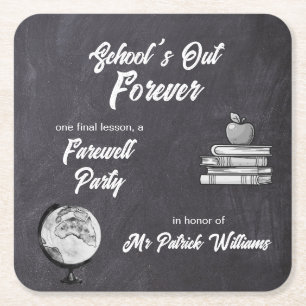 Teacher Retirement Farewell Blackboard Nostalgic Square Paper Coaster