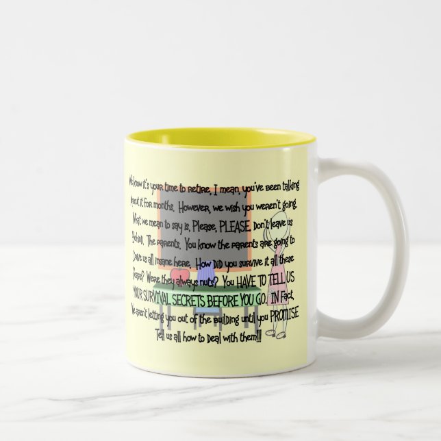 Teacher Retirement "Insane Parents" Story Art Gift Two-Tone Coffee Mug (Right)