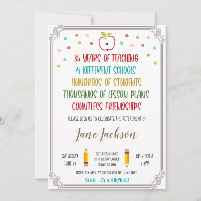 Teacher Retirement Invitation (Front)