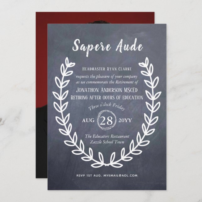 Teacher Retirement Invitations Professor Lecturer (Front/Back)