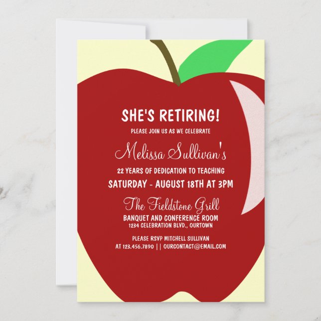 Teacher Retirement Party Invitation (Front)