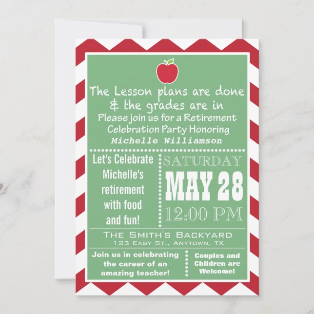 Teacher Retirement Party Invitation 2 (Front)