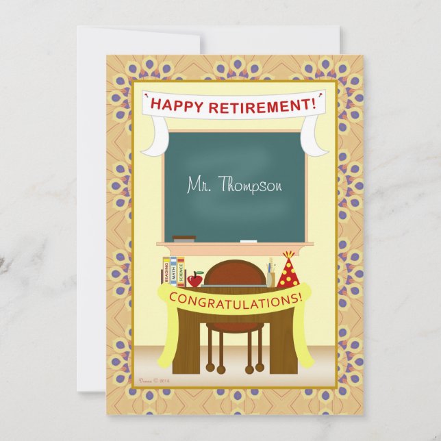 Teacher Retirement Personalised Party Invitation (Front)