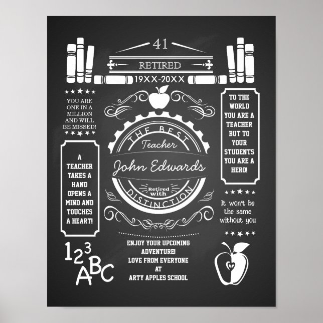 teacher Retirement thank you leaving apple Poster (Front)