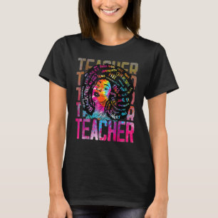 Teacher Retro Black History Month Afro Queen Black T-Shirt