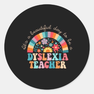 Teacher Retro Dyslexia Sped Therapist Rainbow Classic Round Sticker