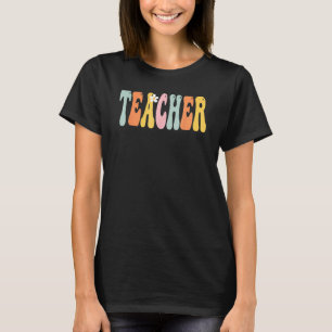 Teacher Retro Groovy Vintage Women Happy First Day T-Shirt