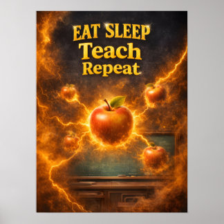 Teacher Retro Neon School Vibe Poster