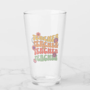 Teacher retro style text design glass