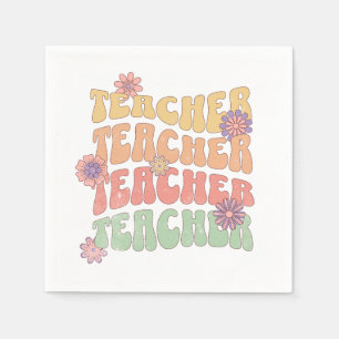 Teacher retro style text design napkin
