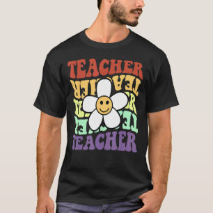 Teacher Retro Sunflower Smile Face Back To School  T-Shirt
