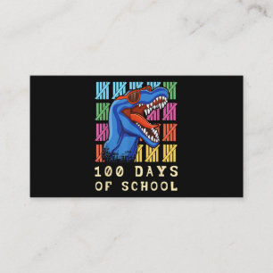 Teacher Roar Student 100th Day Dinosaur 100 Days O Business Card