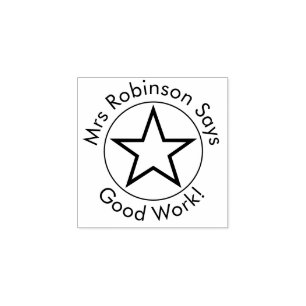 Teacher Says Good Work Rubber Stamp