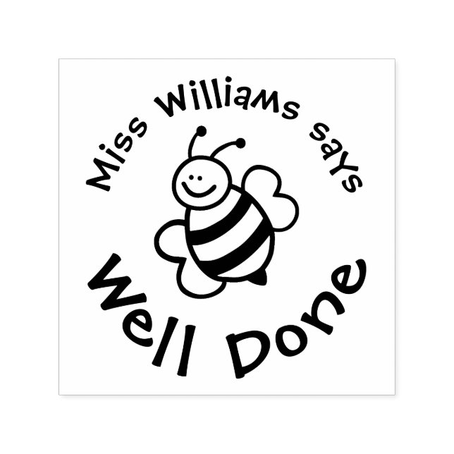 Teacher Says Well Done With Cute Bee Positive Self-inking Stamp (Design)