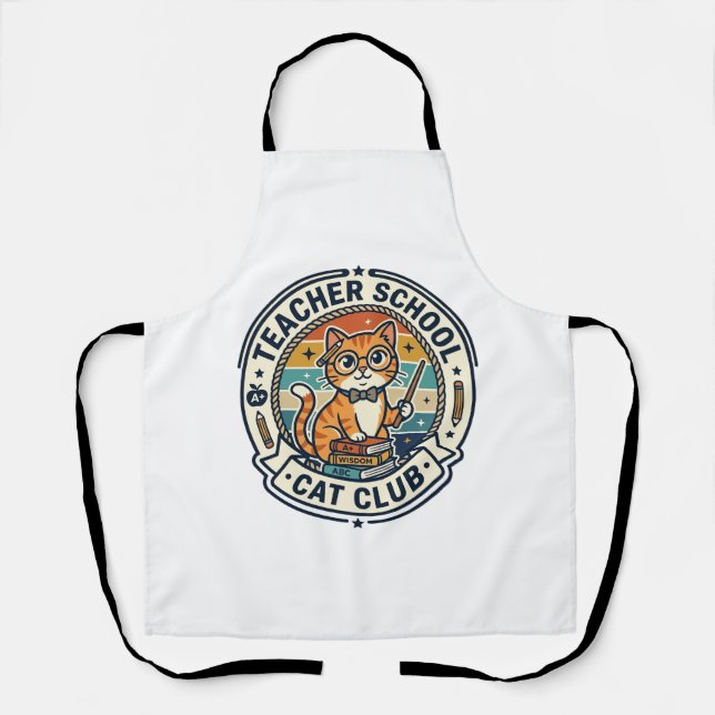 Teacher School Cat Cute Kitty Design - Teacher Sch Apron (Front)