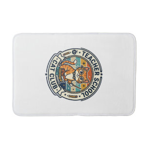 Teacher School Cat Cute Kitty Design - Teacher Sch Bath Mat